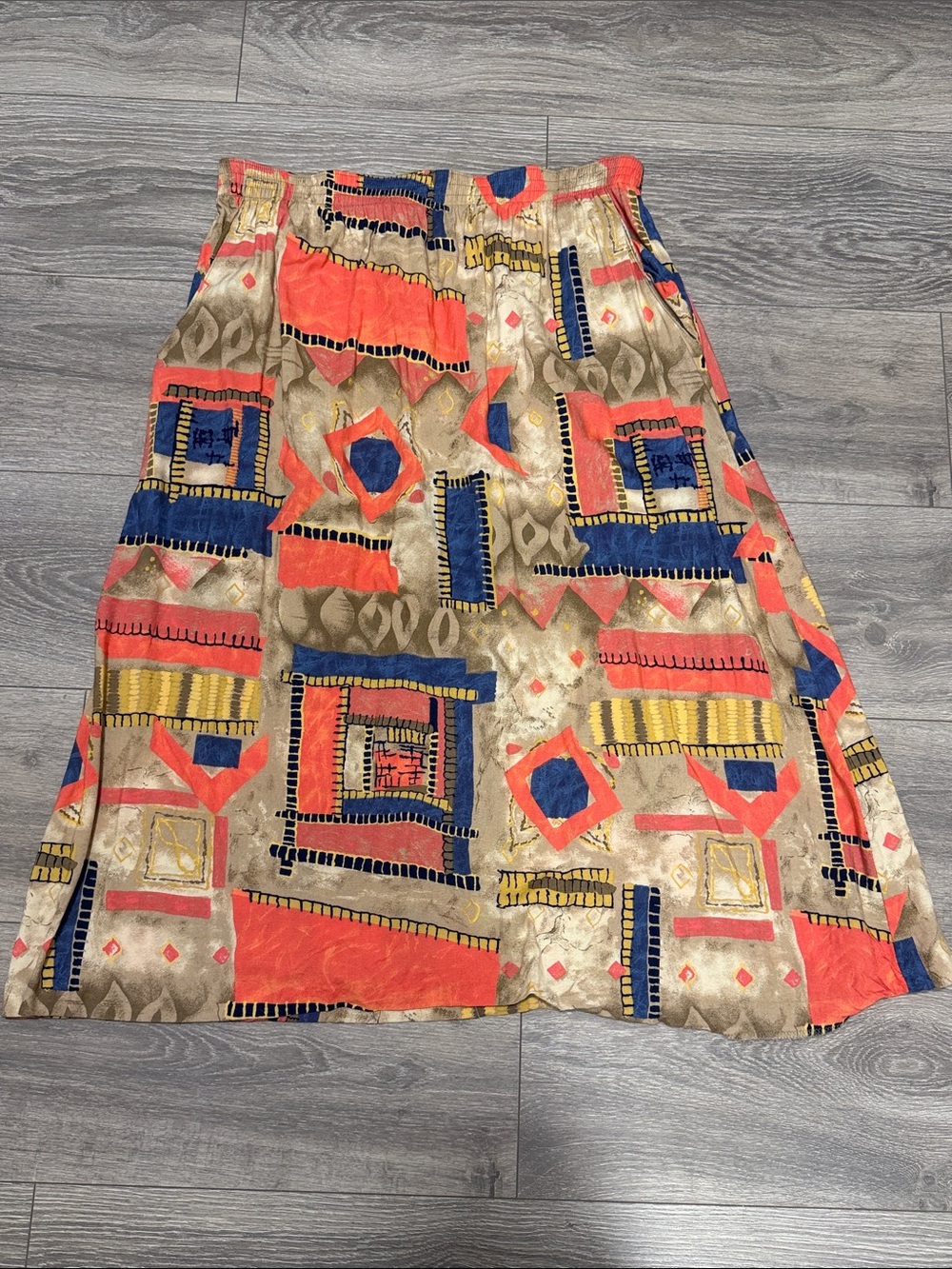 Vintage Prophecy Rayon Elastic Waist Pull on Skirt L